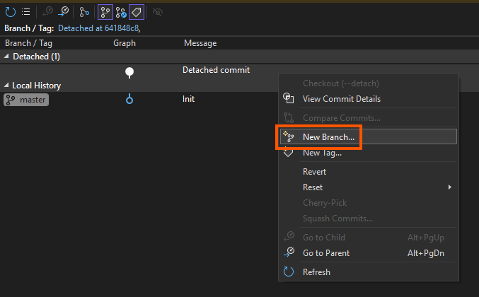 New branch from commit