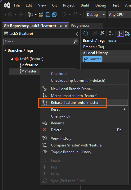 Rebase feature onto master